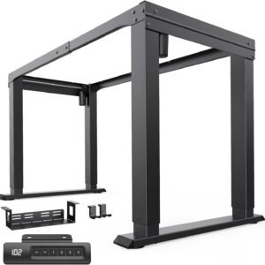 HUANUO 4 Legs Standing Desk Frame, Dual Motor Height Adjustable Electric Sit Stand Desk Frame for Home & Office,